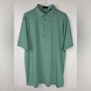 Byron Nelson DriWay Golf Shirt Green White Stripes Medium  Performance Polo